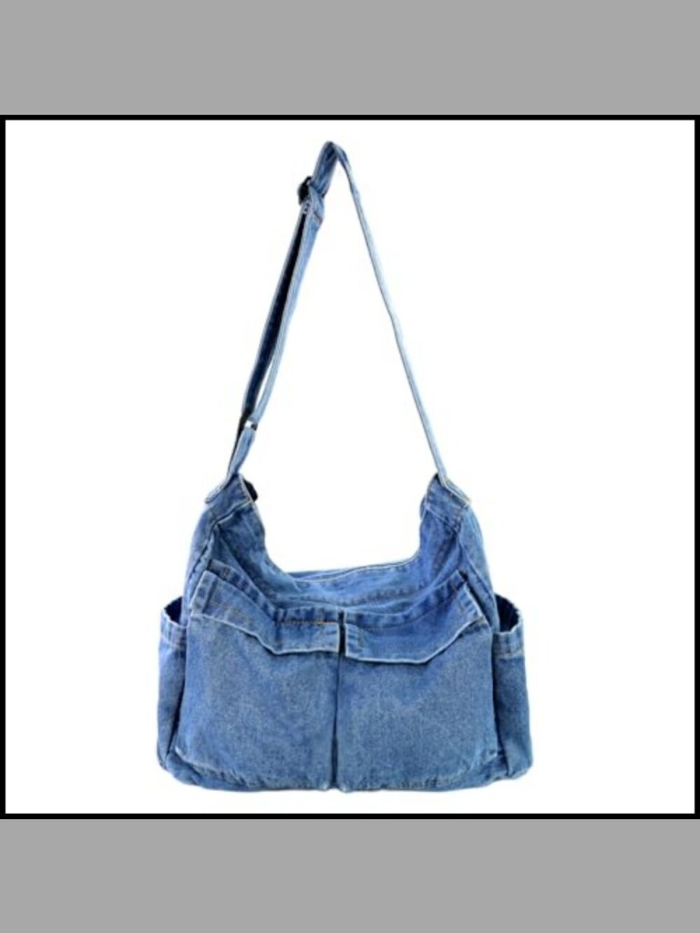Large Capacity Denim Hobo Crossbody Shoulder Bag Adjustable Strap